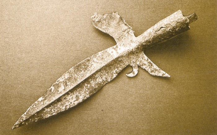 Eine sog. Hellebarde vermutlich aus dem 30-Jährigen Krieg. Gefunden zwischen Mantelkirchen und Allmersdorf.